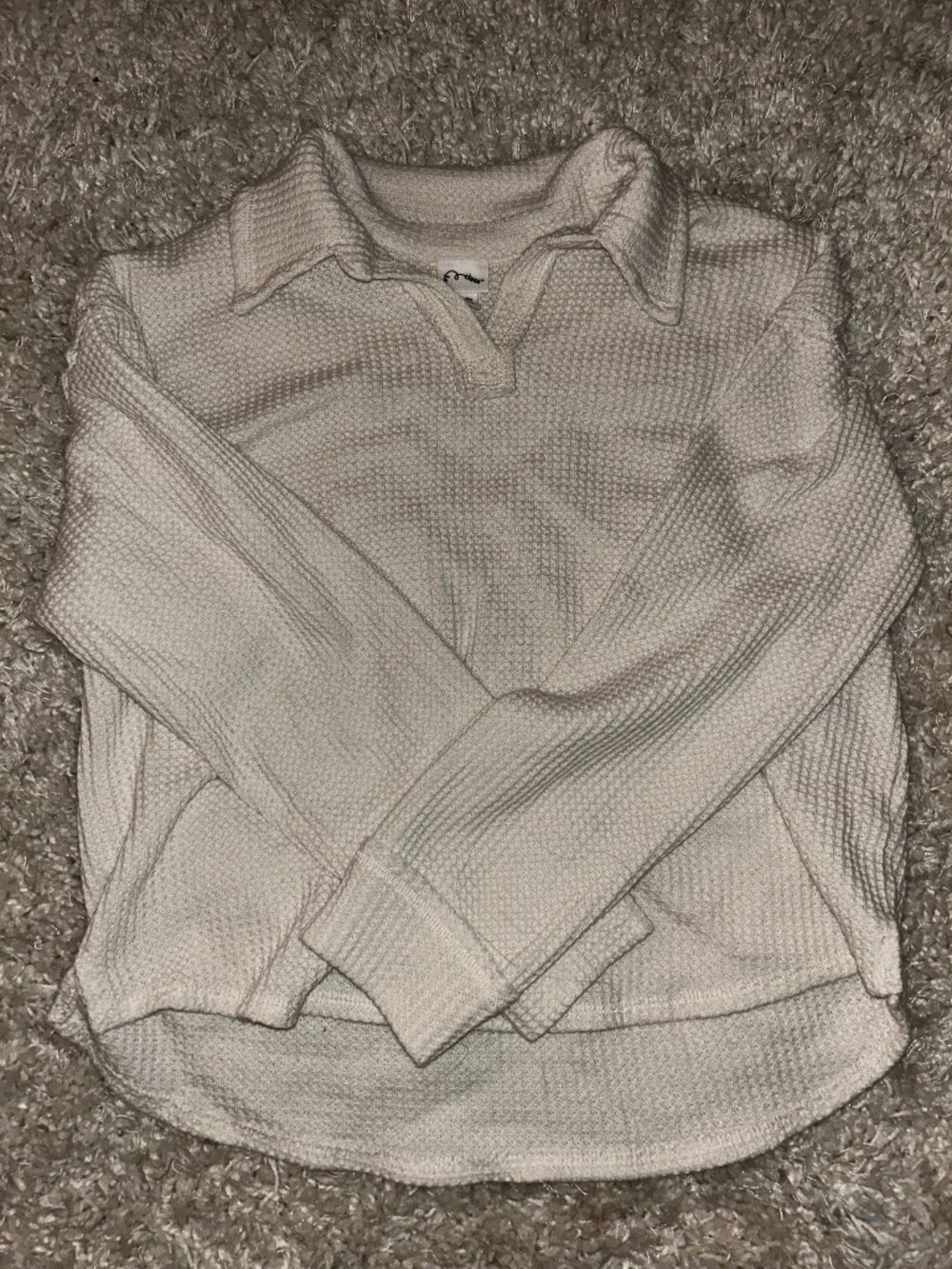 Collared waffle knit sweater